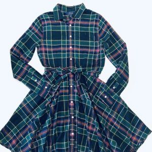Polo by Ralph Lauren Girls Navy And Green Plaid Dress Size 16 (Big Girl)